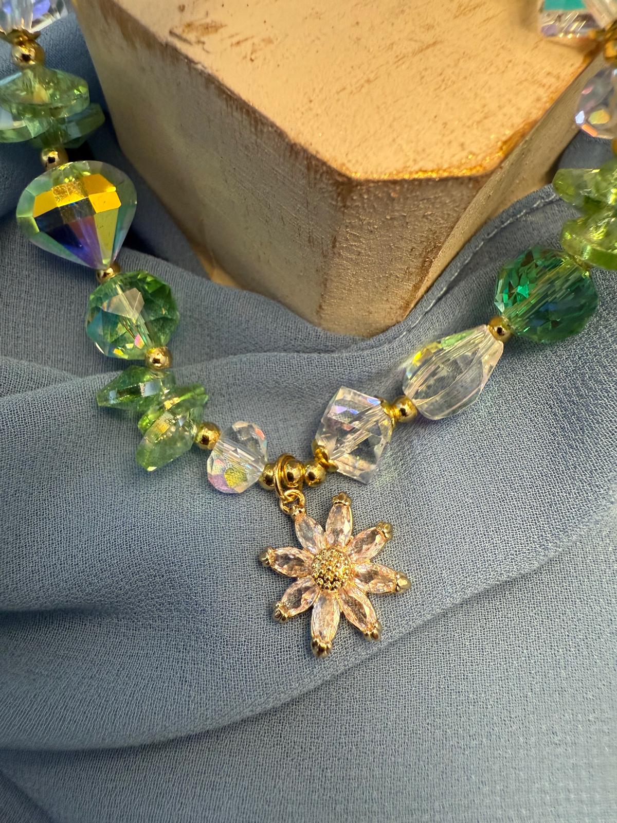 Aurora Green Renkli Kristal Taşlı Bileklik - Canlı Tasarım
