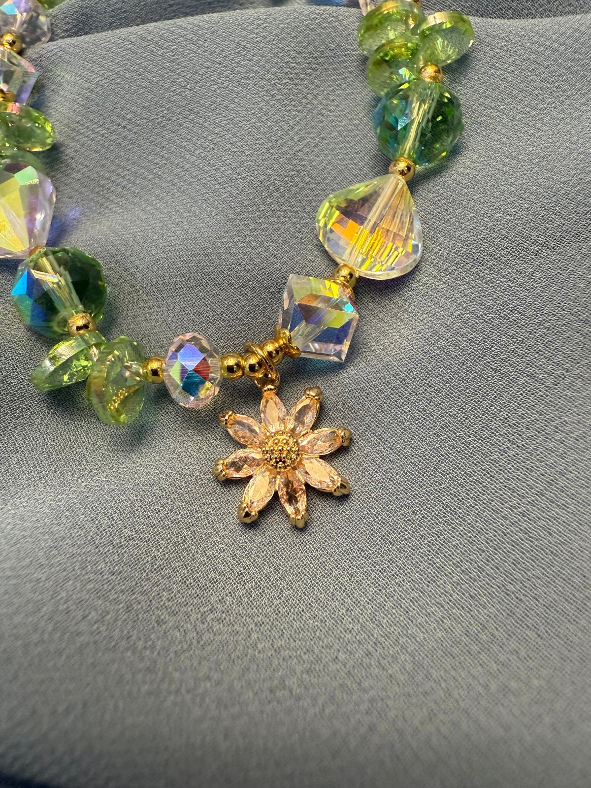 Aurora Green Renkli Kristal Taşlı Bileklik - Canlı Tasarım