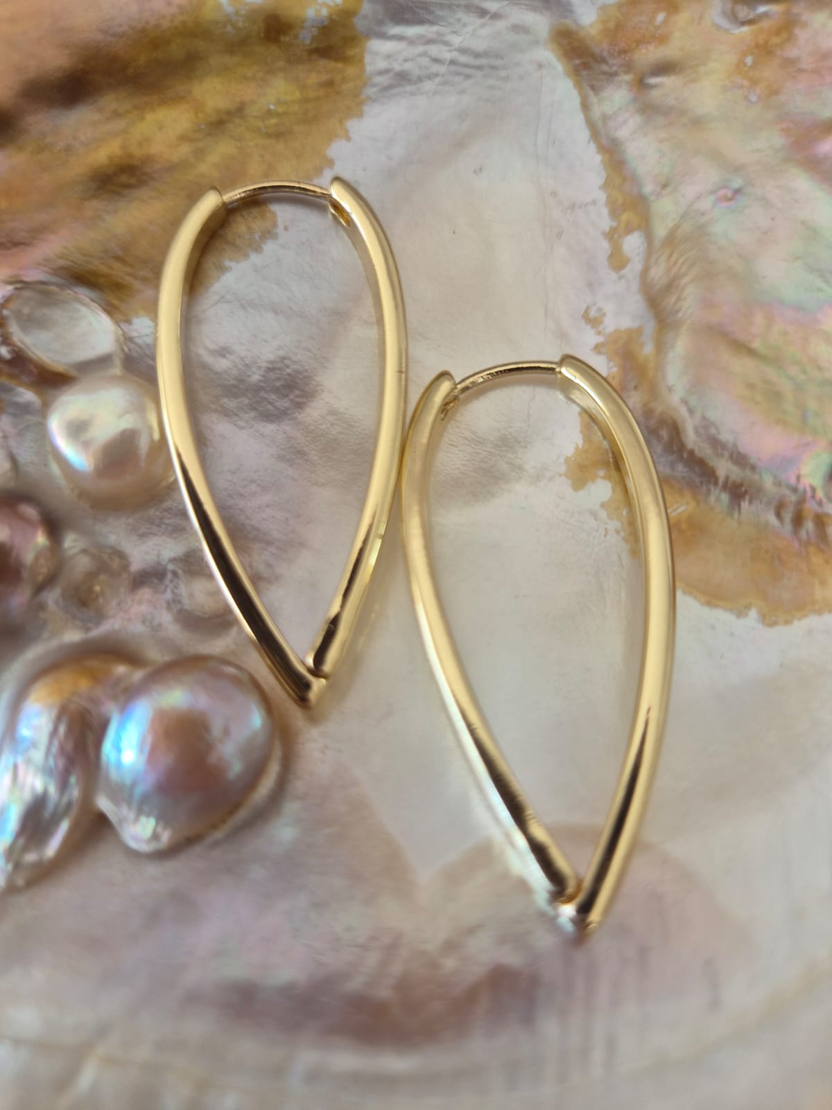 Oval Drop Gold Kaplama Küpe