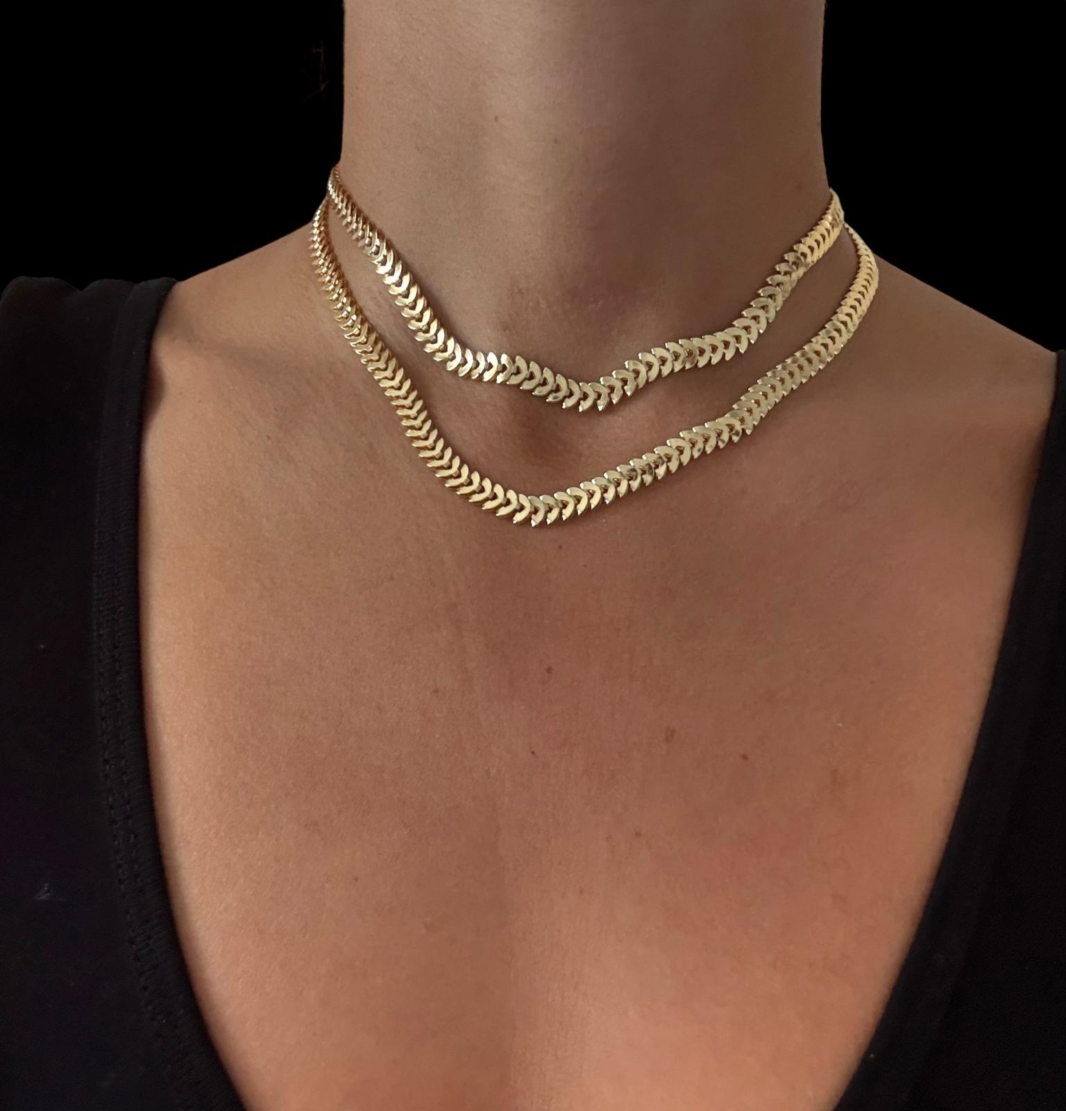Kılçık Gold Zincir Kolye - Desenli Altın Zincir