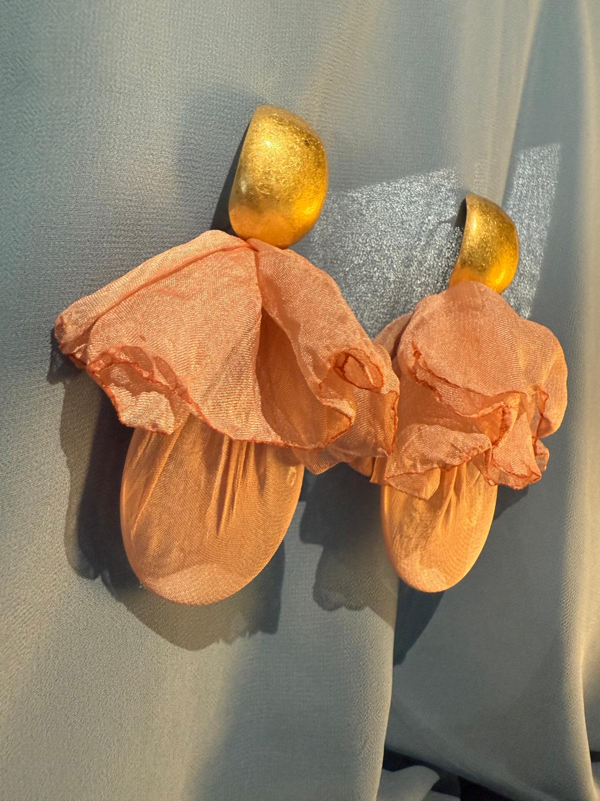 Blush Tulle Pudra Büyük Küpe