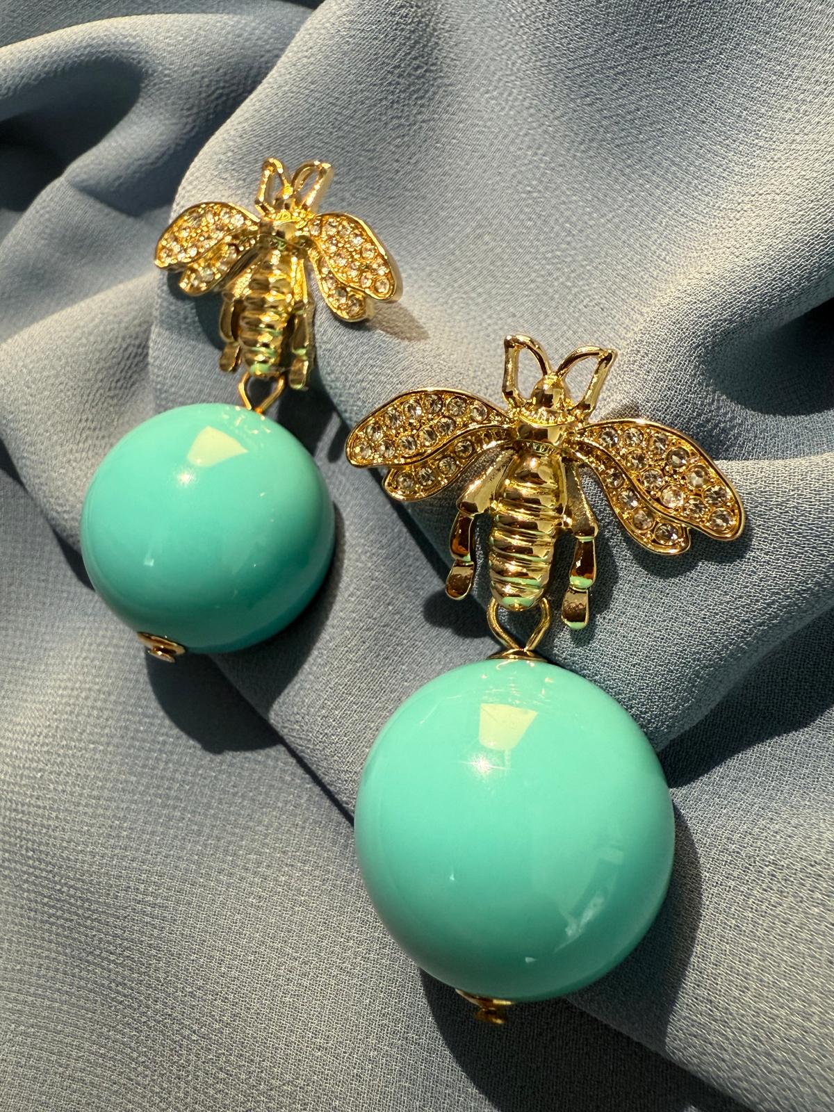 Blue Bee Taşlı Arı Küpe