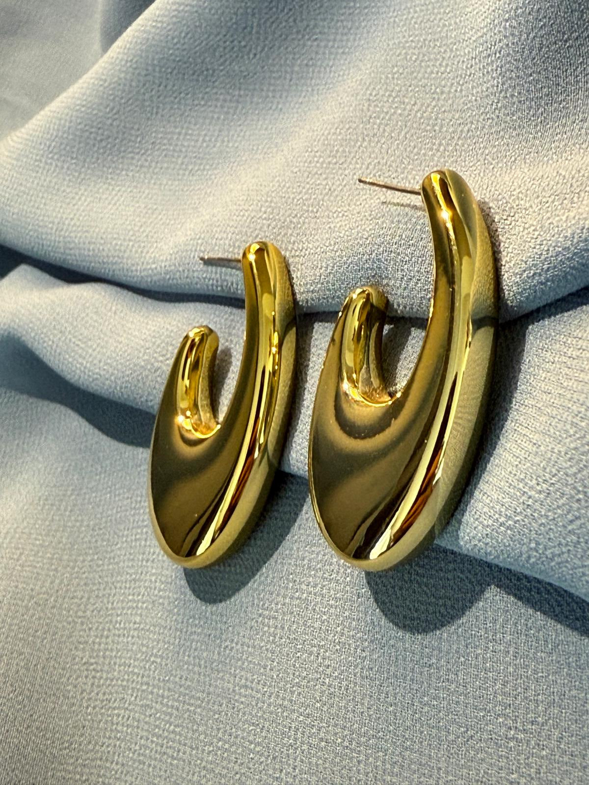 Solenne Gold Yassı Halka Küpe