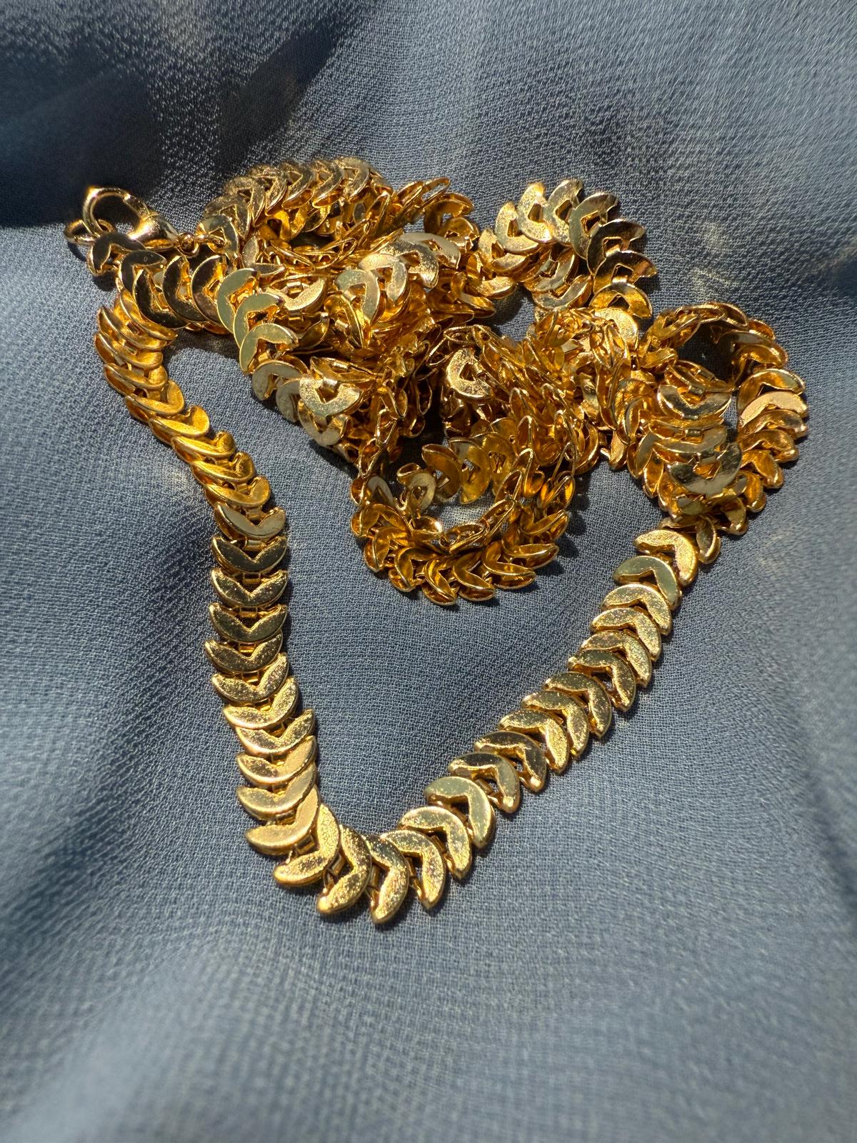 Kılçık Gold Zincir Kolye - Desenli Altın Zincir