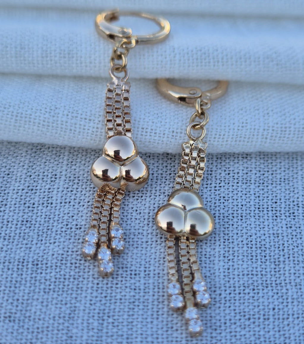 Zincir Sallantılı Toplu Küpe - Rose Gold Xuping