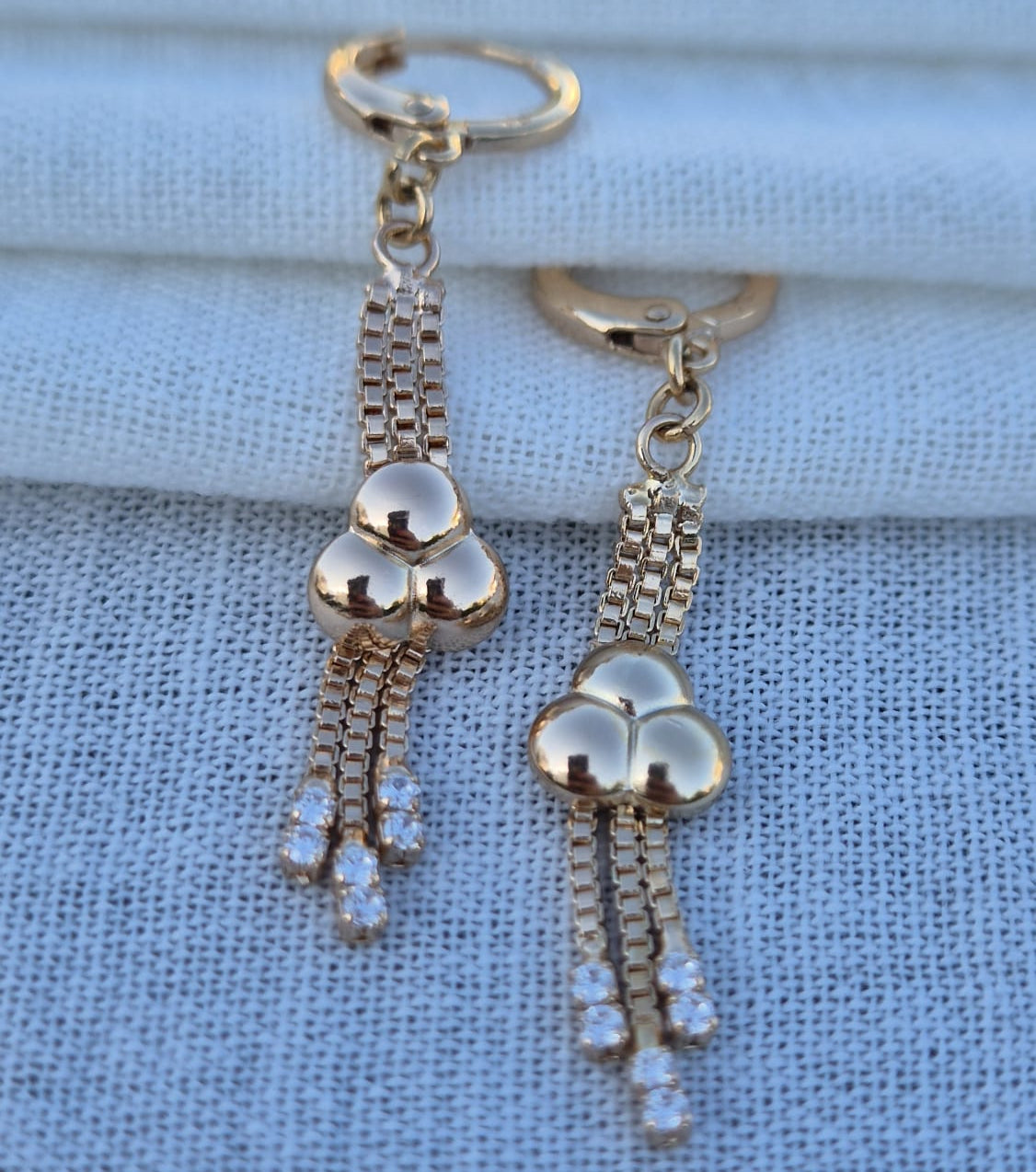 Zincir Sallantılı Toplu Küpe - Rose Gold Xuping