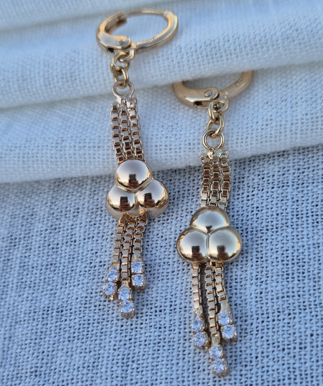 Zincir Sallantılı Toplu Küpe - Rose Gold Xuping