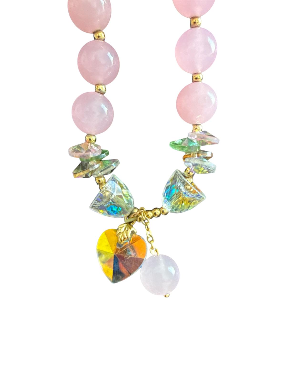 Miluma Blush Pembe Kristal Kalp Bileklik