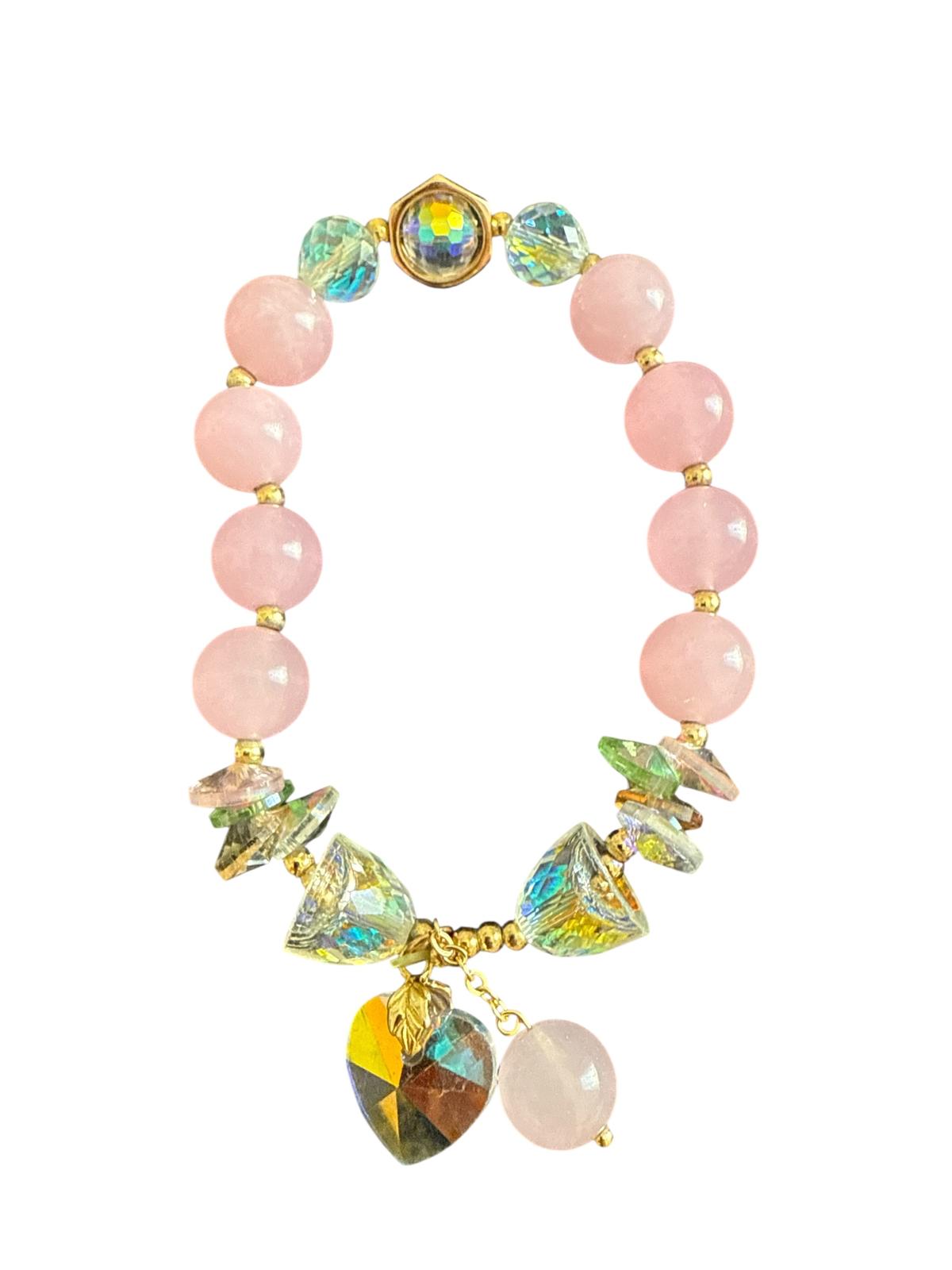 Miluma Blush Pembe Kristal Kalp Bileklik