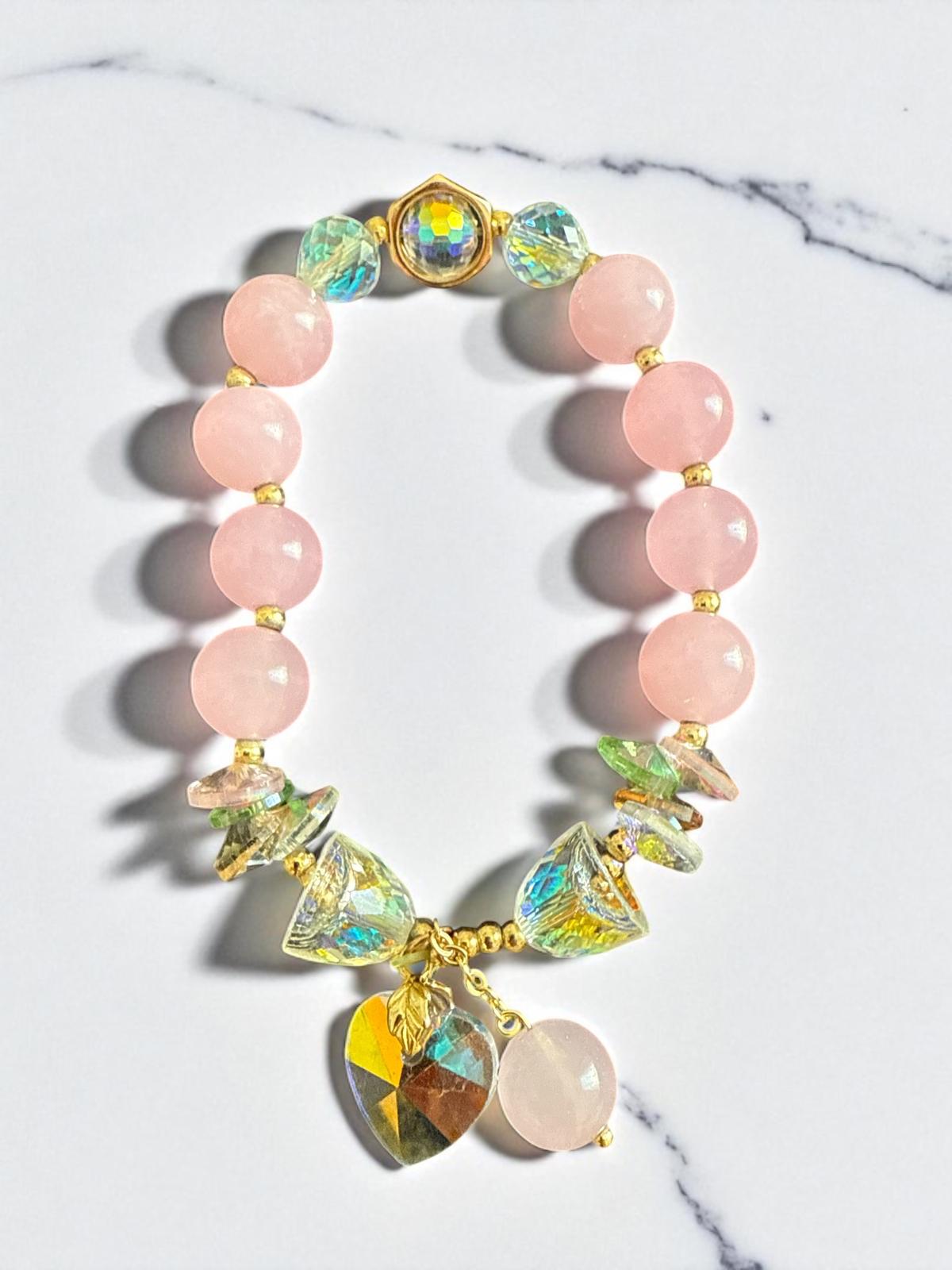 Miluma Blush Pembe Kristal Kalp Bileklik