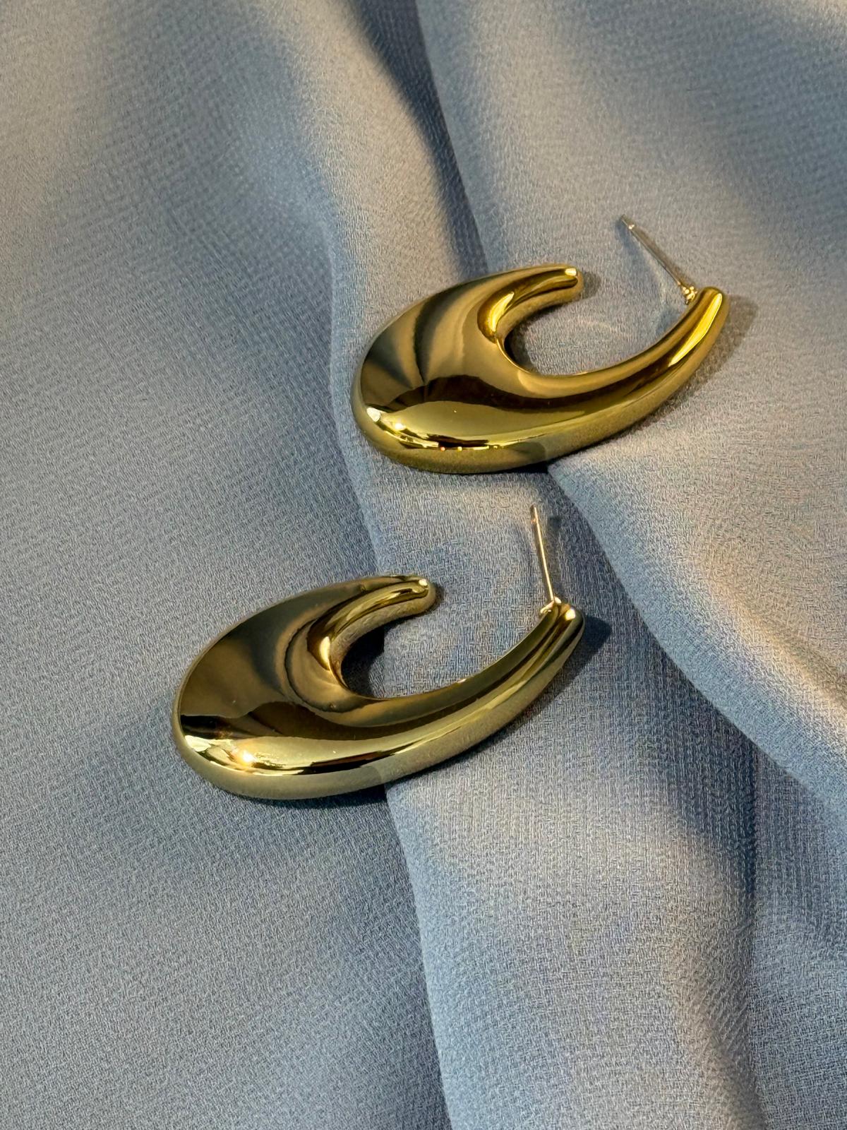 Solenne Gold Yassı Halka Küpe
