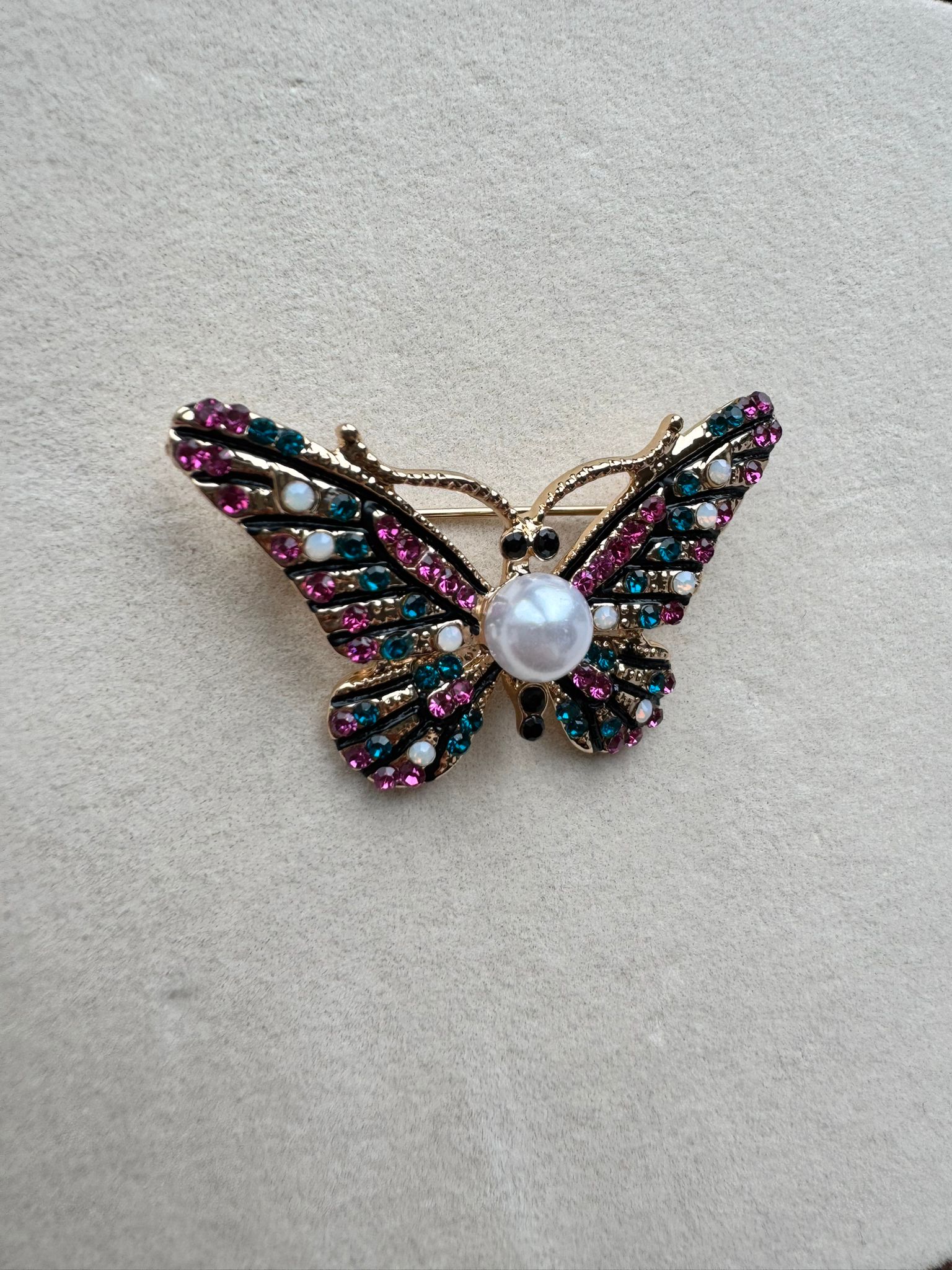Taşlı Kelebek Broş