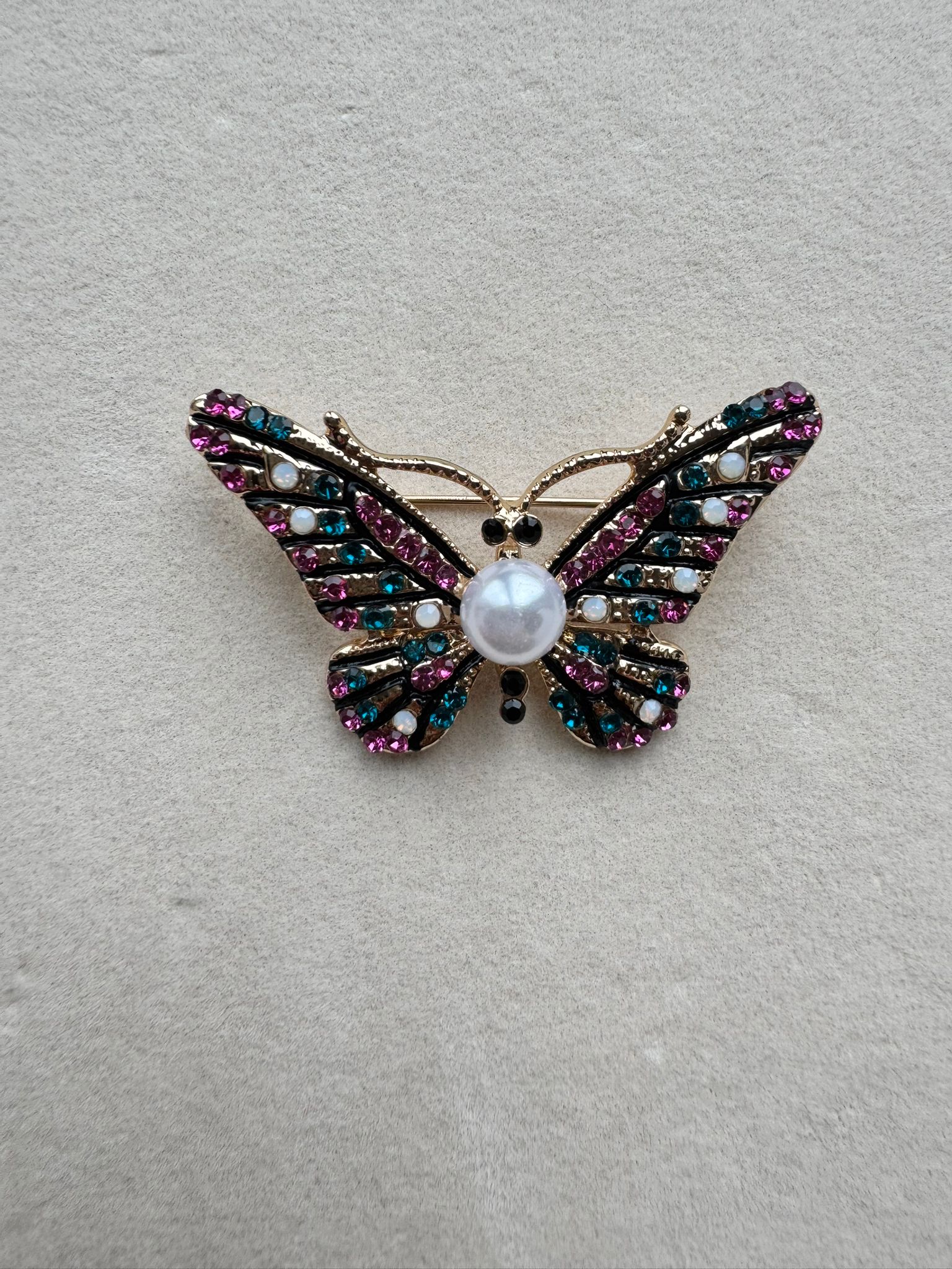 Taşlı Kelebek Broş